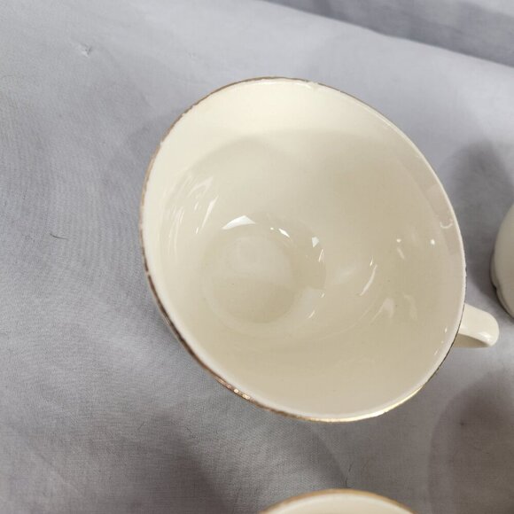 Set of 4 Vintage Homer Laughlin Virginia Rose Woodland Gold Cups and Saucers USA - Picture 15 of 15